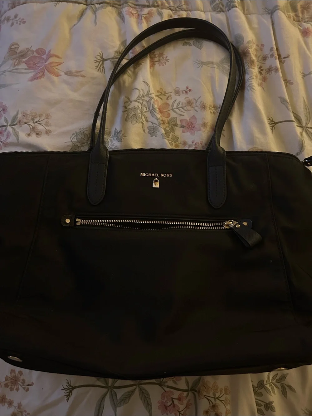 Michael Kors Black nylon Tote Bag with Front Zip Pocket